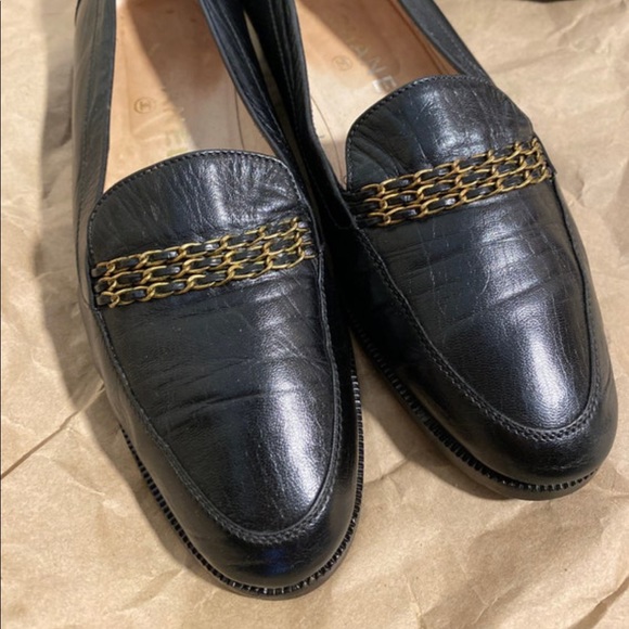 Vintage Chanel Loafers Classic Chain Logo 38.5 - Picture 4 of 7